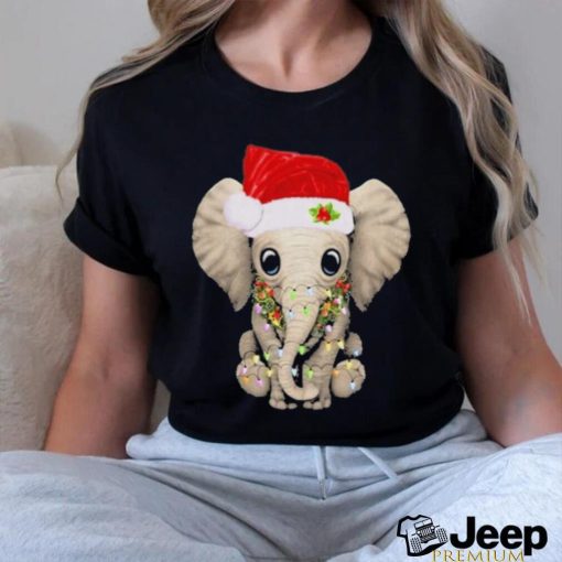 Elephant hat santa light merry christmas shirt