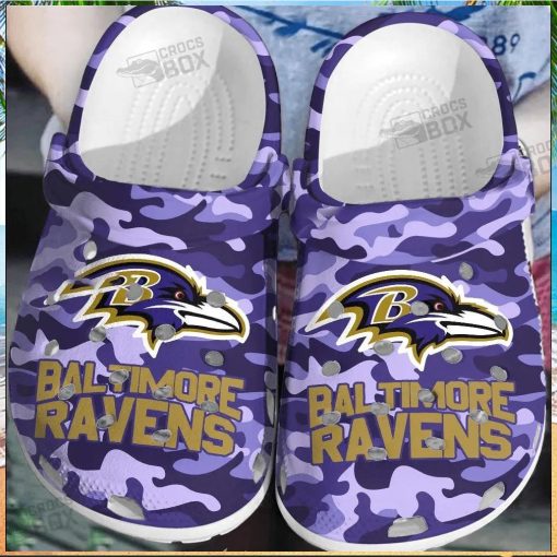 Elite Purple Ravens Camouflage Crocs Shoes