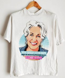 Elizabeth Farrelly vote group h for hope about the line on the upper art shirt