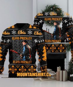 Elvis Presley 3D Ugly Sweater Dark Yellow