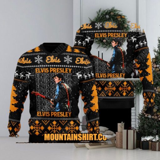 Elvis Presley 3D Ugly Sweater Dark Yellow