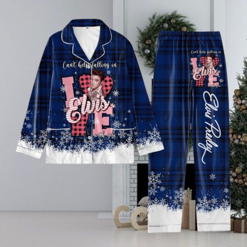 Elvis Presley Cant Help Falling In With You Blue Design Pajamas Set