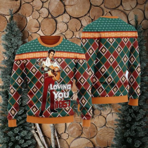 Elvis Presley Loving You 1957 Ugly Christmas Sweater 3D Gift Idea Christmas