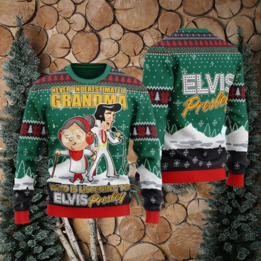 Elvis Presley With Grandma Ugly Christmas Sweater 3D Gift Idea Christmas