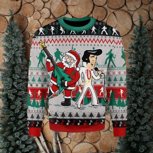 Elvis With Santa Christmas Ugly Christmas Sweater