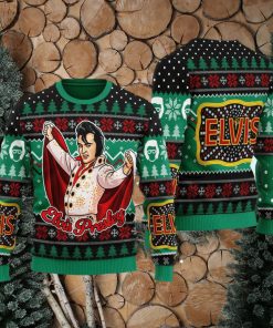 Elviss Presleyy Belt Buckle Sign With Rhinestone Ugly Christmas Sweater 3D Gift Idea Christmas