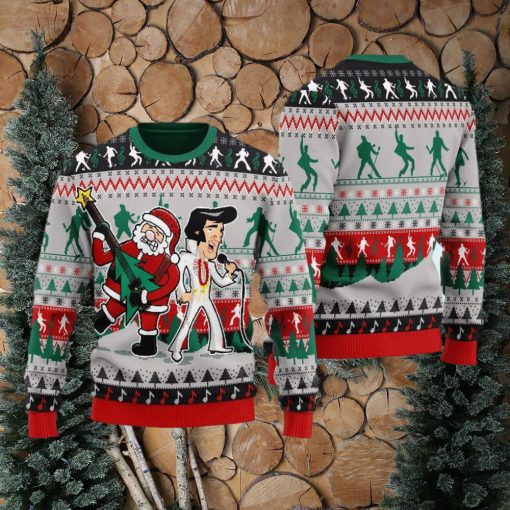 Elviss Presleyy With Santa Ugly Christmas Sweater 3D Gift Idea Christmas