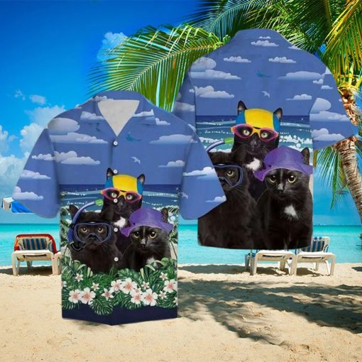 Cat’s Relaxed Summer Beach Hawaiian Adventure Shirt