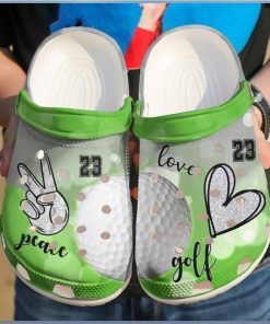 Embrace the Green Golf Enthusiast Peace Love Classic Comfort Clog Design