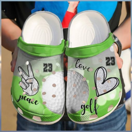 Embrace the Green Golf Enthusiast Peace Love Classic Comfort Clog Design