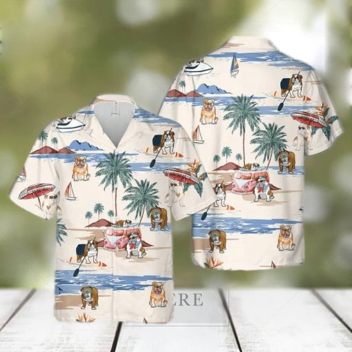 English Bulldog Beach Hawaiian Shirt