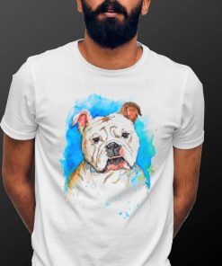 English Bulldog pet portrait watercolor painting T Shirt