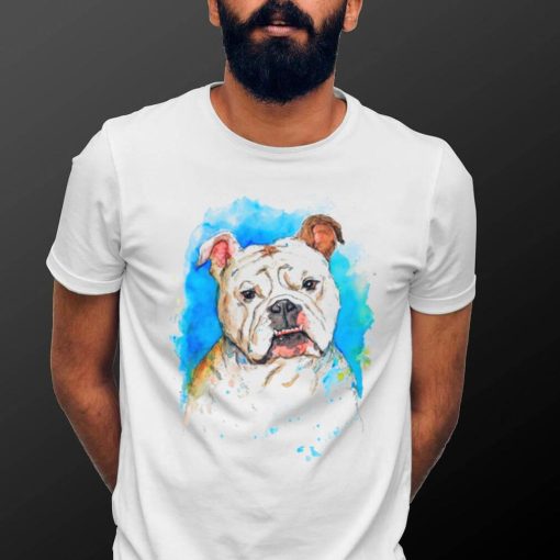 English Bulldog pet portrait watercolor painting T Shirt