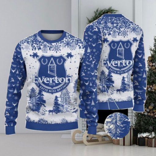 Everton Big Logo Pine Trees Big Fans Gift Christmas Sweater For Men And Women