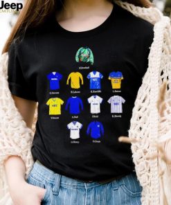 Everton FC N. Southall G. Stevens B. Labone K. Ratcliffe L. Baines art shirt