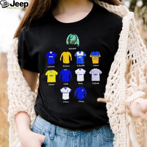 Everton FC N. Southall G. Stevens B. Labone K. Ratcliffe L. Baines art shirt