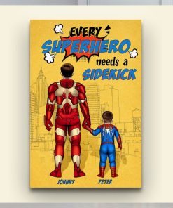 Every Hero Needs A Sidekick, Personalized Canvas Print