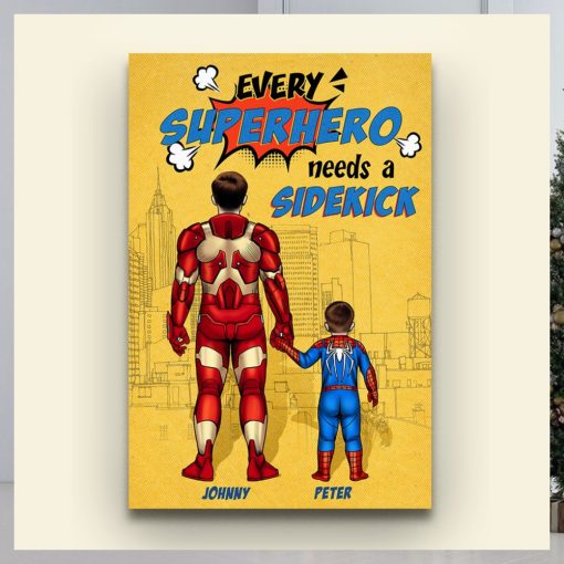 Every Hero Needs A Sidekick, Personalized Canvas Print