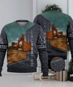 Excavator Cool Grey 3D Full Print Ugly Sweater Christmas Gift Sweater