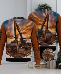 Excavator Orange 3D Full Print Ugly Sweater Christmas Gift Sweater