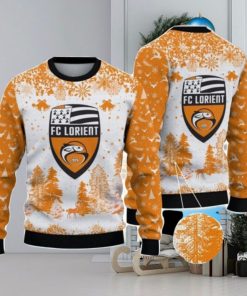 FC Lorient Big Logo Pine Trees Big Fans Gift Christmas Sweater For Men And Women