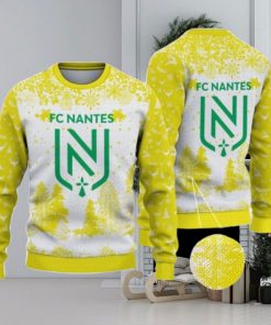 FC Nantes Big Logo Pine Trees Big Fans Gift Christmas Sweater For Men And Women