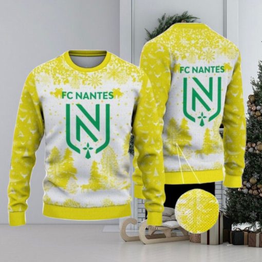 FC Nantes Big Logo Pine Trees Big Fans Gift Christmas Sweater For Men And Women