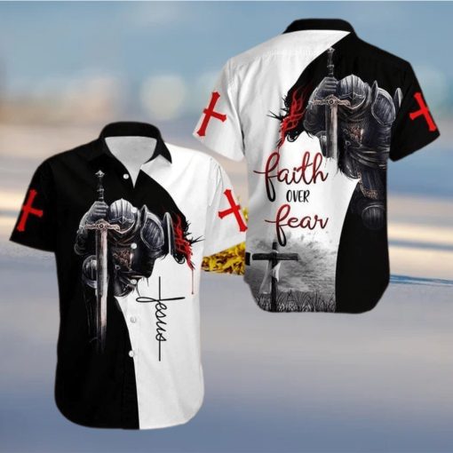 FFaith Over Fear Knight Jesus Christ Aloha Hawaiian Shirt