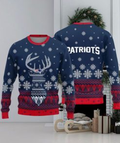 New England Patriots Logo Knitted Reindeer Ugly Christmas Sweater