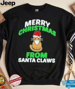 FUNNY MERRY CHRISTMAS FROM SANTA CLAWS T SHIRT Cute Cat Gift CL