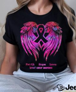 Faith Hope Love Wings Breast Cancer Awareness Back T Shirt