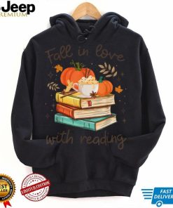 Fall In Love With Reading Book Autumn Pumpkins And Teachers T Shirt