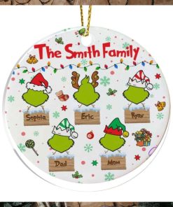 Family Grinch Christmas Ornament, Custom Family Ornament