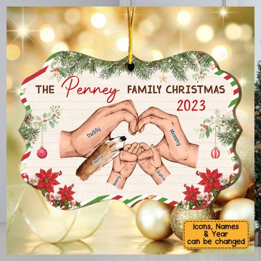 Family Hands Personalized Wooden Christmas Ornament Gift For FamilyFamily Hands Personalized Wooden Christmas Ornament Gift For Family