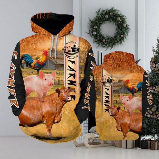 Farmer Animal Orange Amazing 3d All Over Print Hoodie