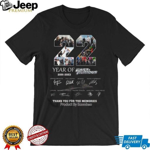 Fast & Furious 2001 2023 Thank Memories 2D Tshirt