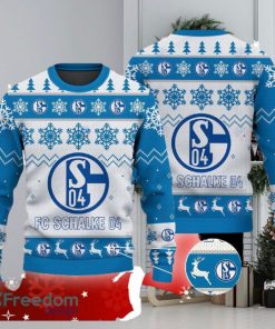 Fc Schalke 04 Big Logo Ugly Christmas Tree Blue Sweater AOP For Men And Women