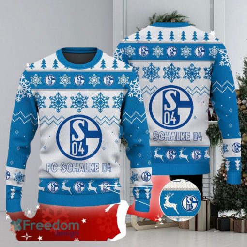 Fc Schalke 04 Big Logo Ugly Christmas Tree Blue Sweater AOP For Men And Women