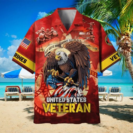 Fearless eagle embodies strength US Marine Corps Unique Proudly Served Veteran Hawaiian Shirt