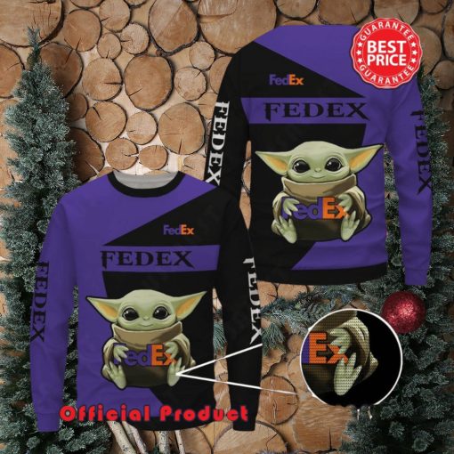 Fedex Baby Yoda With Logo Ugly Christmas Sweater