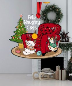 Feliz Naughty Cats, Gift For Cat Lovers, Personalized Acrylic Ornament, Sofa Cats Ornament