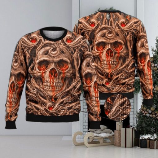 Fire Skull Full Print For Skull Lovers 3D Ugly Sweater Christmas Gift Sweater