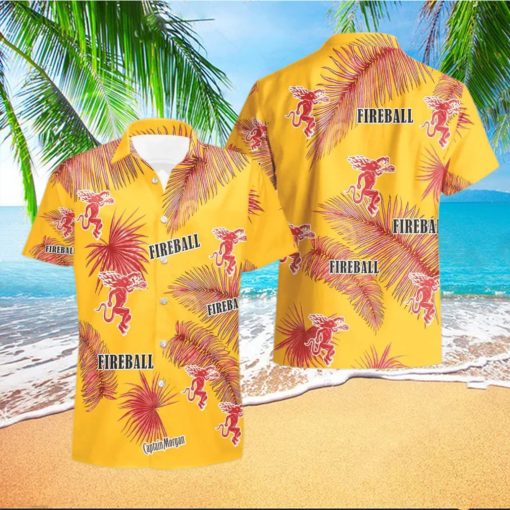 Fireball Cinnamon Whisky Palm Leaves Tropical Hawaiian Shirt And Shorts Unique Summer Gift