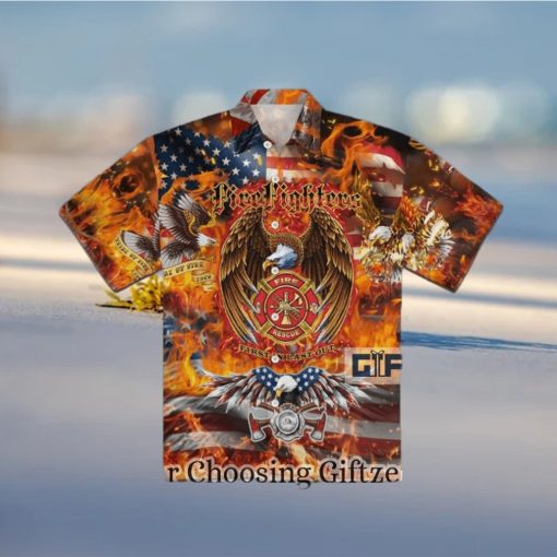 Firefighter Eagle American Hawaiian Shirt