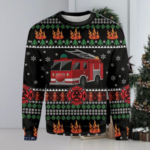 Firefighter Truck Merry Christmas Ugly Christmas Sweater Best Gift For Men And Women