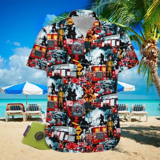 Firefighter Trucks All Over Print Hawaiian Shirt