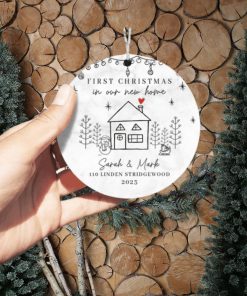 First Christmas In New Home Hanging Tree Ornament for Family Christmas in New House Personalized Ceramic Ornament, Christmas Ornament