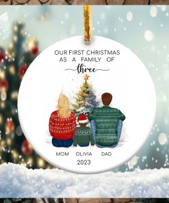 First Christmas as a Family of Three Ornament