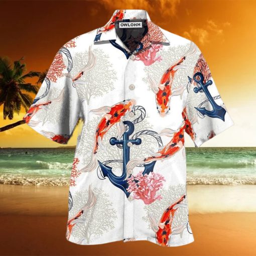 Fish Koi Fish Anchor Coral Hawaiian Shirt