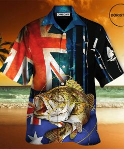 Fishing I Love Fishing Australia Flag Vintage Hawaiian Shirt